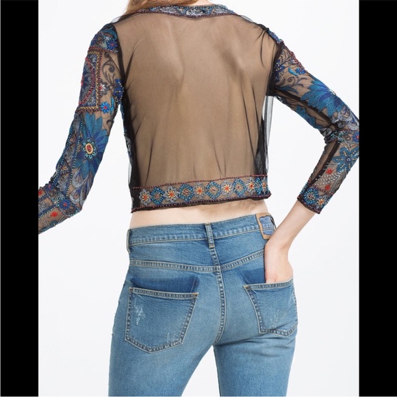 Zara tops Zara Premium Collection Beaded and Embroidered Top Size Medium - Picture 2 of 8